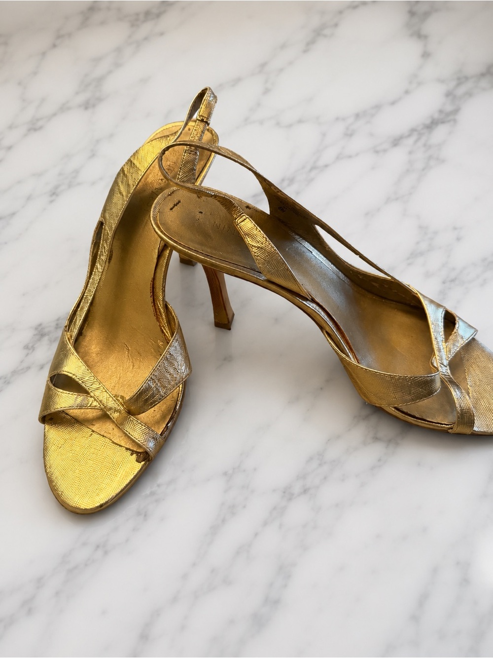 Nike West Gold Slingback Heeled Sandals - Women's Metallic Evening Party